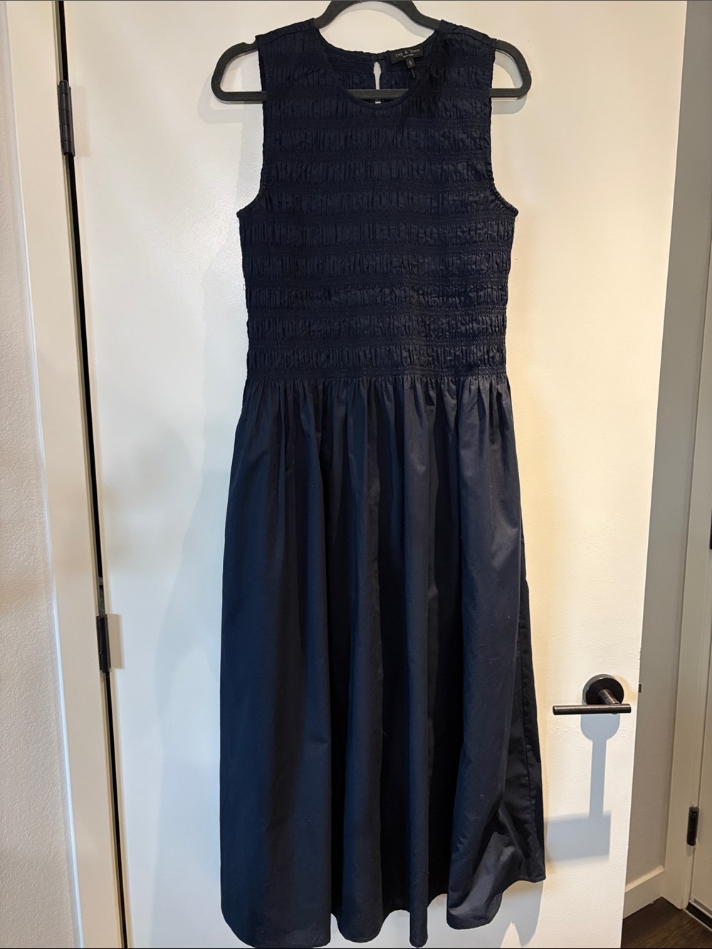 rag & bone Navy Lane Sleeveless Smocked Cotton Maxi Dress - Picture 3 of 4